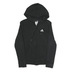 ADIDAS Womens Black ¼ Zip Hoodie XS Logo Sleeve Casual Cotton Blend Sweatshirt