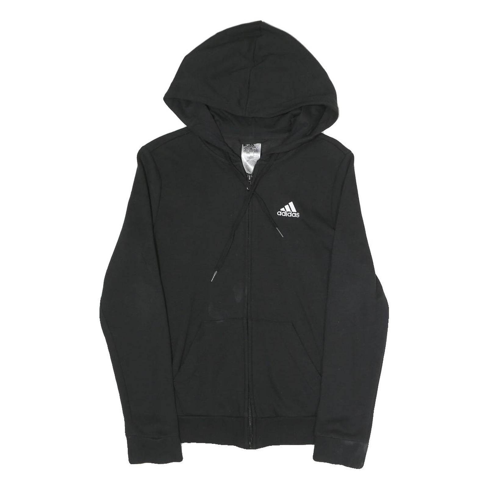 ADIDAS Womens Black ¼ Zip Hoodie XS Logo Sleeve Casual Cotton Blend Sweatshirt