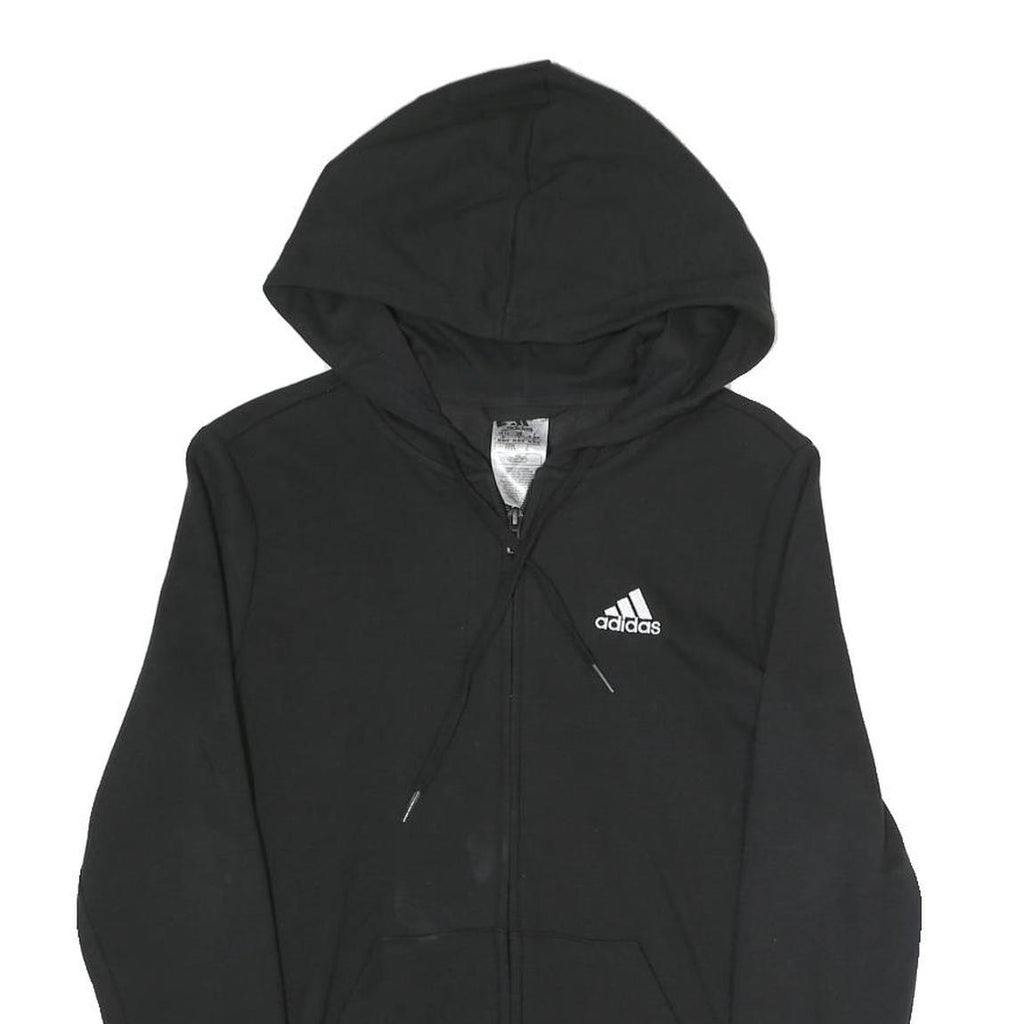 ADIDAS Womens Black ¼ Zip Hoodie XS Logo Sleeve Casual Cotton Blend Sweatshirt