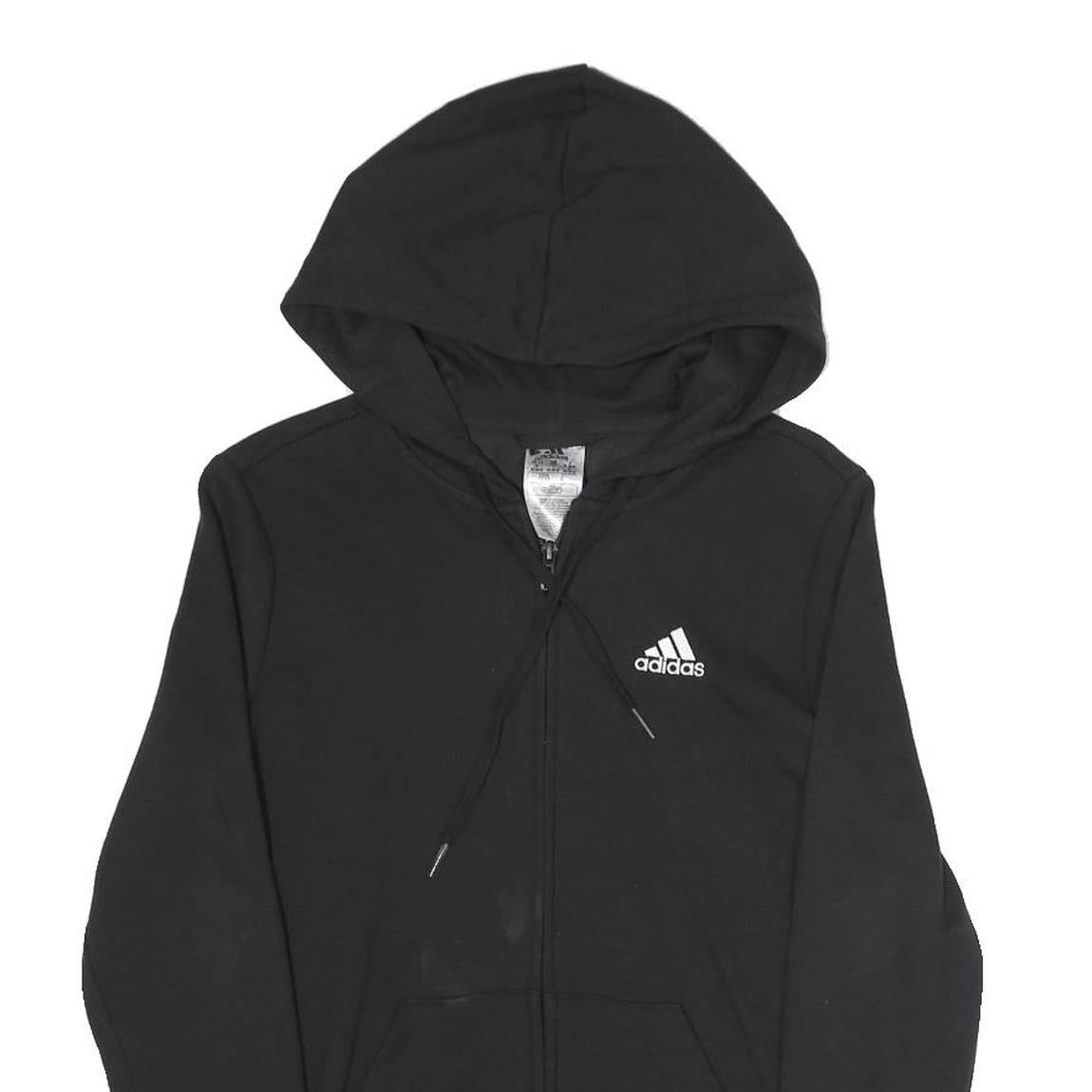 ADIDAS Womens Black ¼ Zip Hoodie XS Logo Sleeve Casual Cotton Blend Sweatshirt