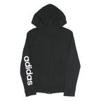 ADIDAS Womens Black ¼ Zip Hoodie XS Logo Sleeve Casual Cotton Blend Sweatshirt