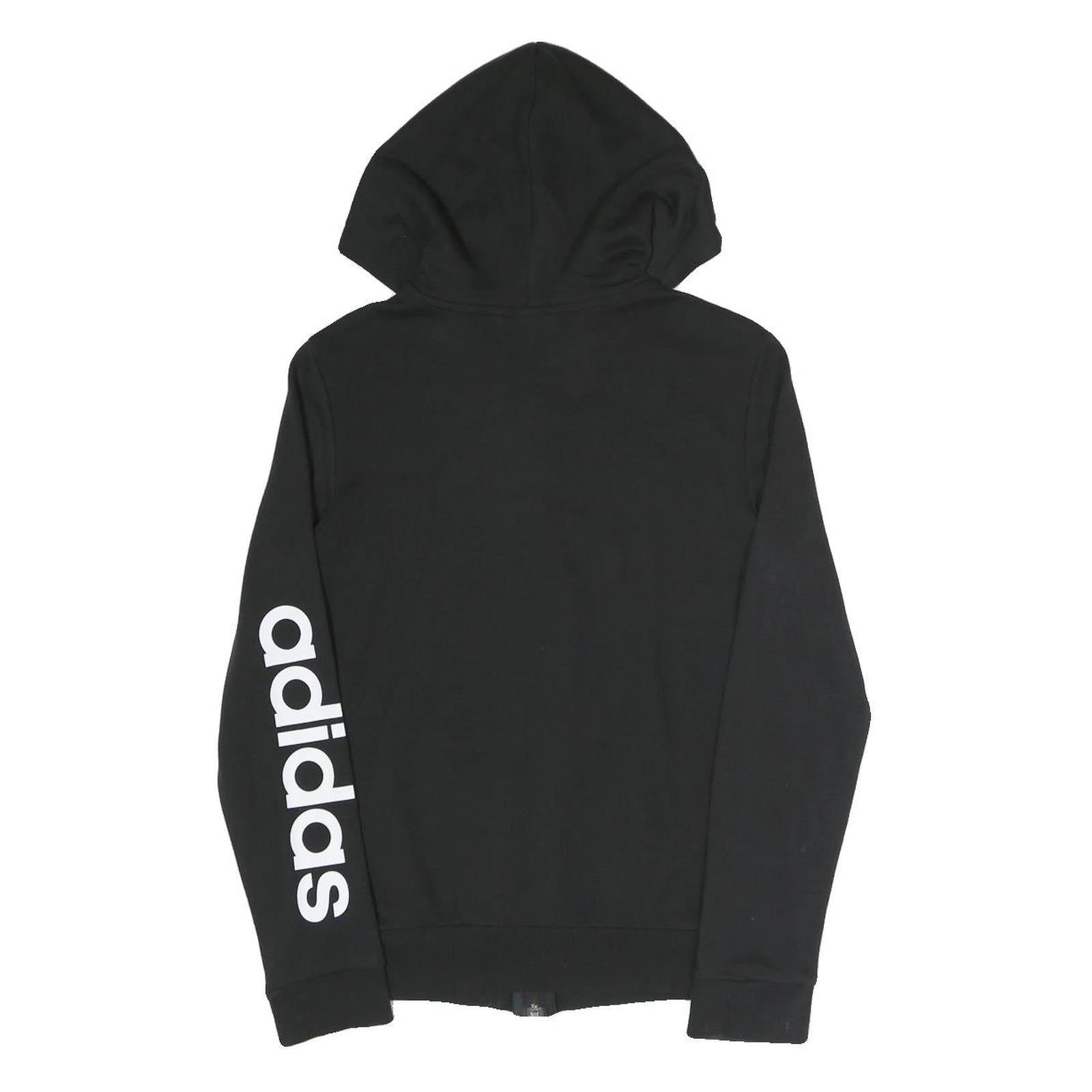 ADIDAS Womens Black ¼ Zip Hoodie XS Logo Sleeve Casual Cotton Blend Sweatshirt