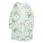 Top Womens Kimono Blouse Green Long Sleeve Floral M