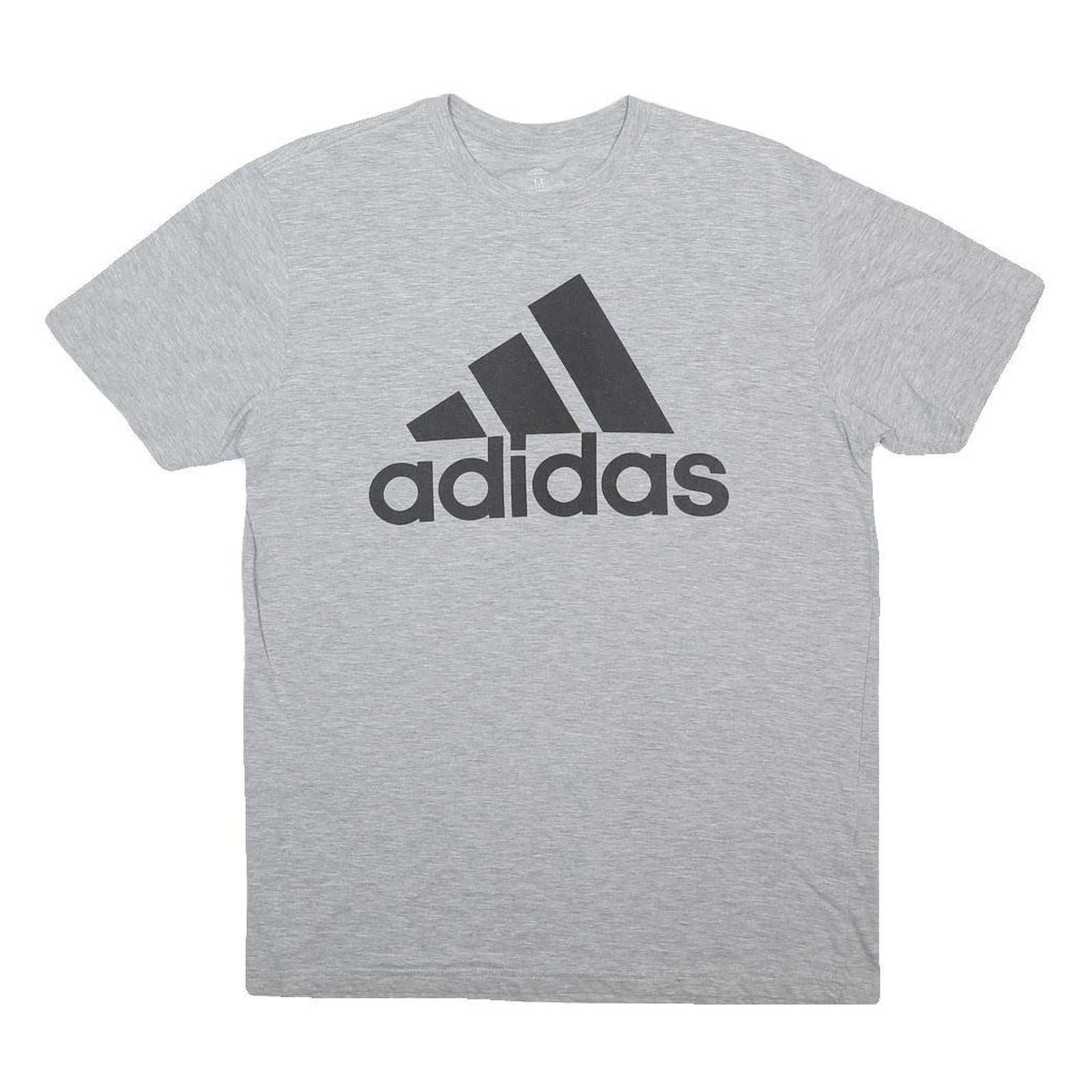 ADIDAS Mens Grey Graphic T-Shirt M Cotton Blend Crew Neck Short Sleeve Logo