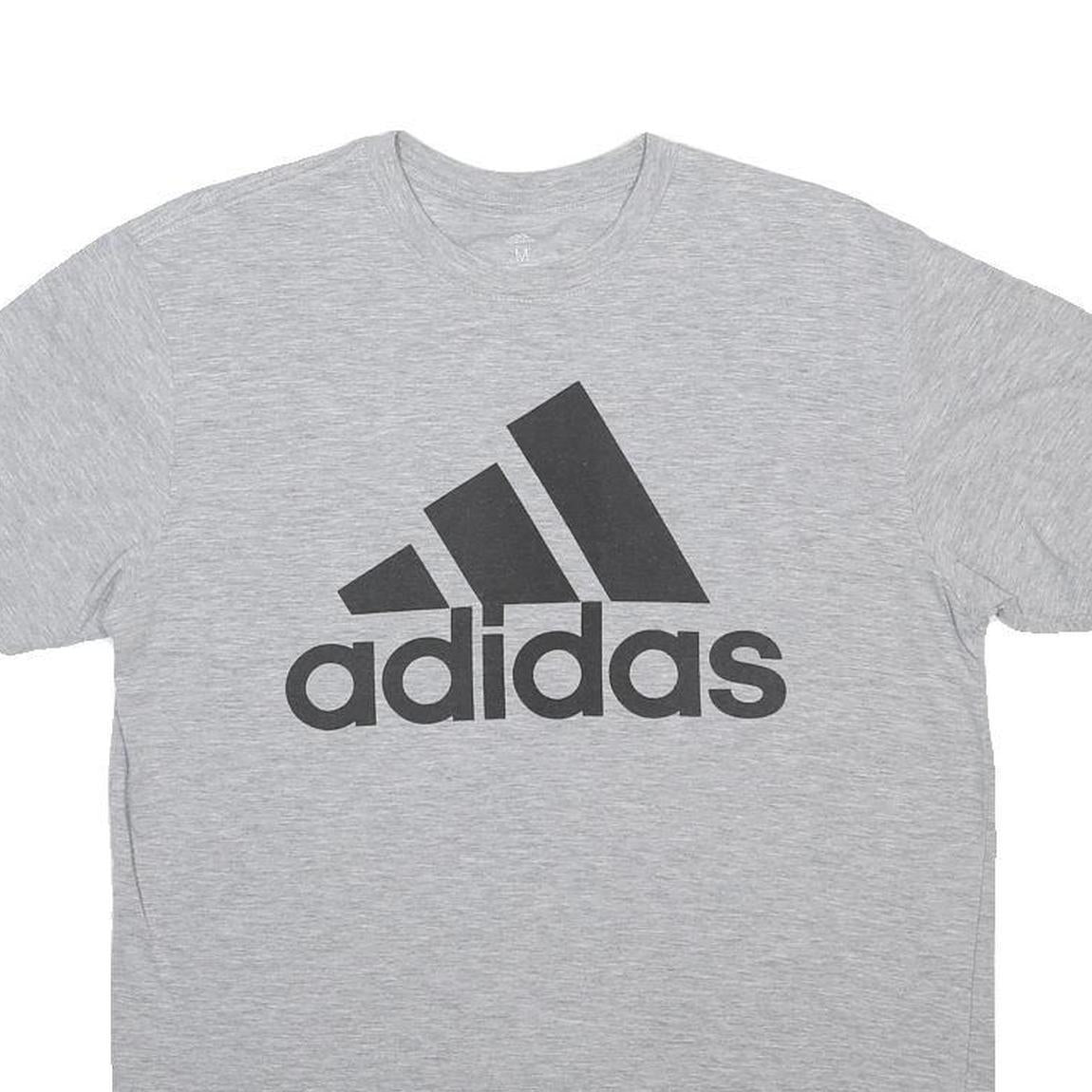 ADIDAS Mens Grey Graphic T-Shirt M Cotton Blend Crew Neck Short Sleeve Logo