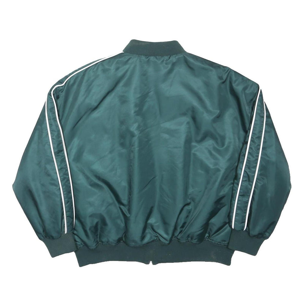 LA SHADY Mens Green Zip Jacket M Polyamide Plain Casual Urban Streetwear