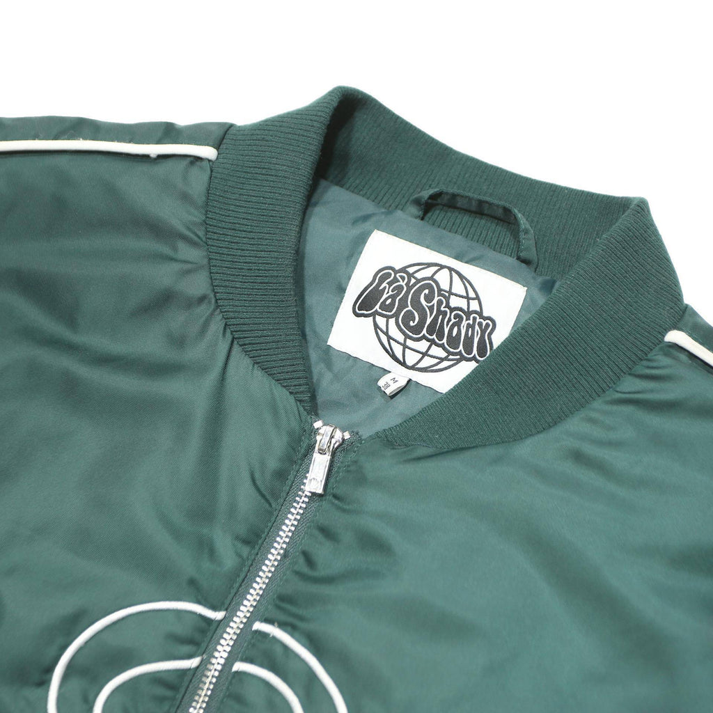 LA SHADY Mens Green Zip Jacket M Polyamide Plain Casual Urban Streetwear