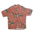 HOLLIS RIVER Mens Rust Brown Leaf Print Rayon Shirt XL Tropical Summer Beachwear