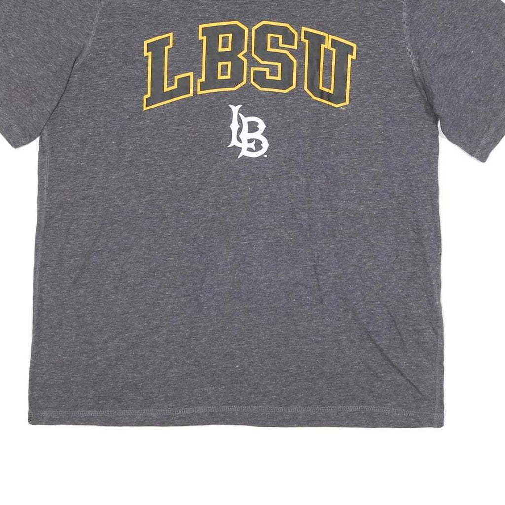 CHAMPION Mens Grey LBSU Graphic T-Shirt L Short Sleeve Crew Neck Cotton