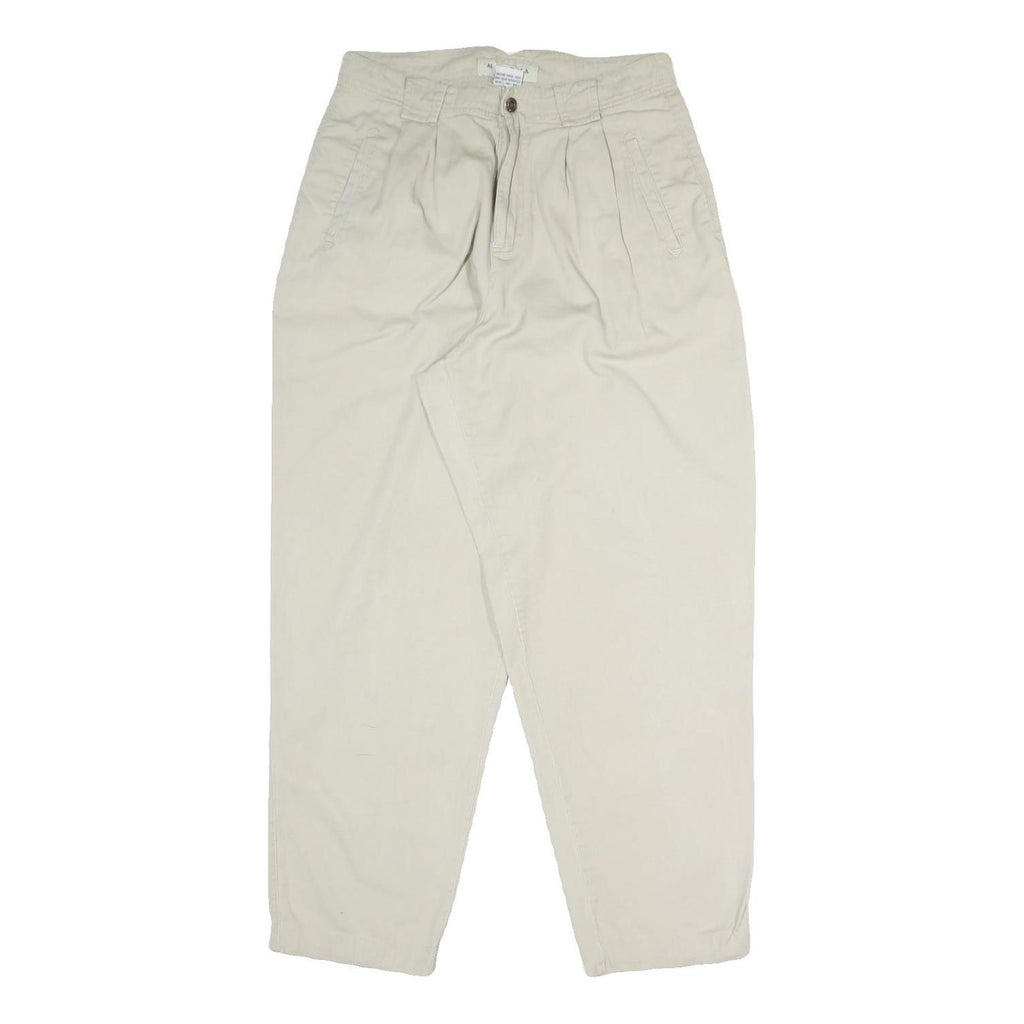 MARONA Womens Cotton Blend Cream Regular Fit Trousers W30 L29 Classic Zip