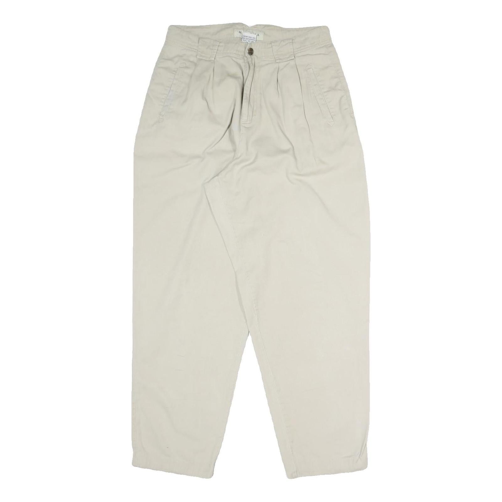 MARONA Womens Cotton Blend Cream Regular Fit Trousers W30 L29 Classic Zip