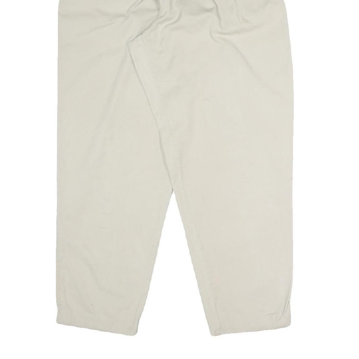 MARONA Womens Cotton Blend Cream Regular Fit Trousers W30 L29 Classic Zip