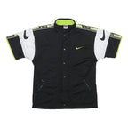 NIKE Mens Black & White Sports Button Jacket XL Polyester Short Sleeve USA Logo