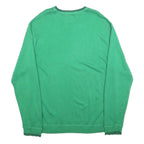 CHAPS Mens Green Plain V-Neck Basic Knit Jumper M Cotton Lightweight Classic
