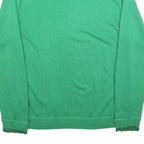CHAPS Mens Green Plain V-Neck Basic Knit Jumper M Cotton Lightweight Classic
