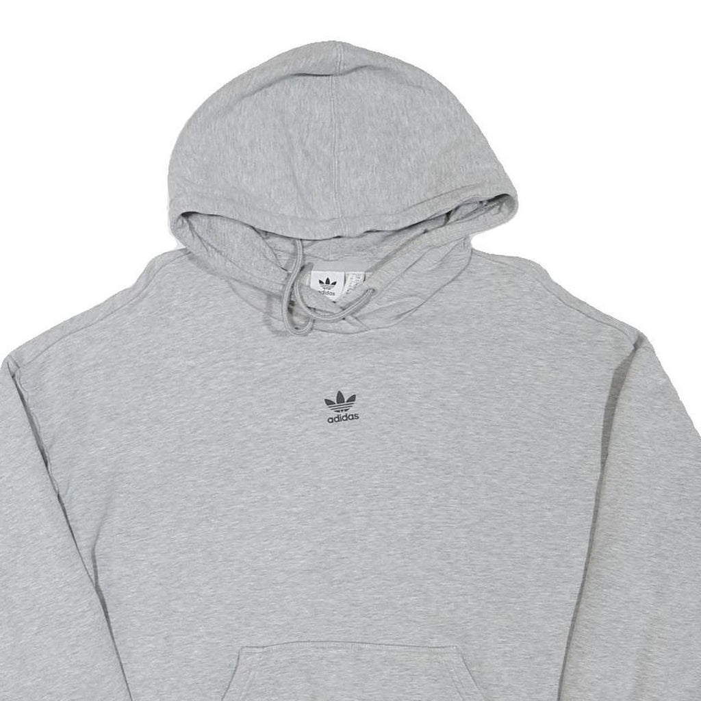 ADIDAS Womens Grey Hoodie UK 10 Cotton Blend Pullover Casual Sweatshirt