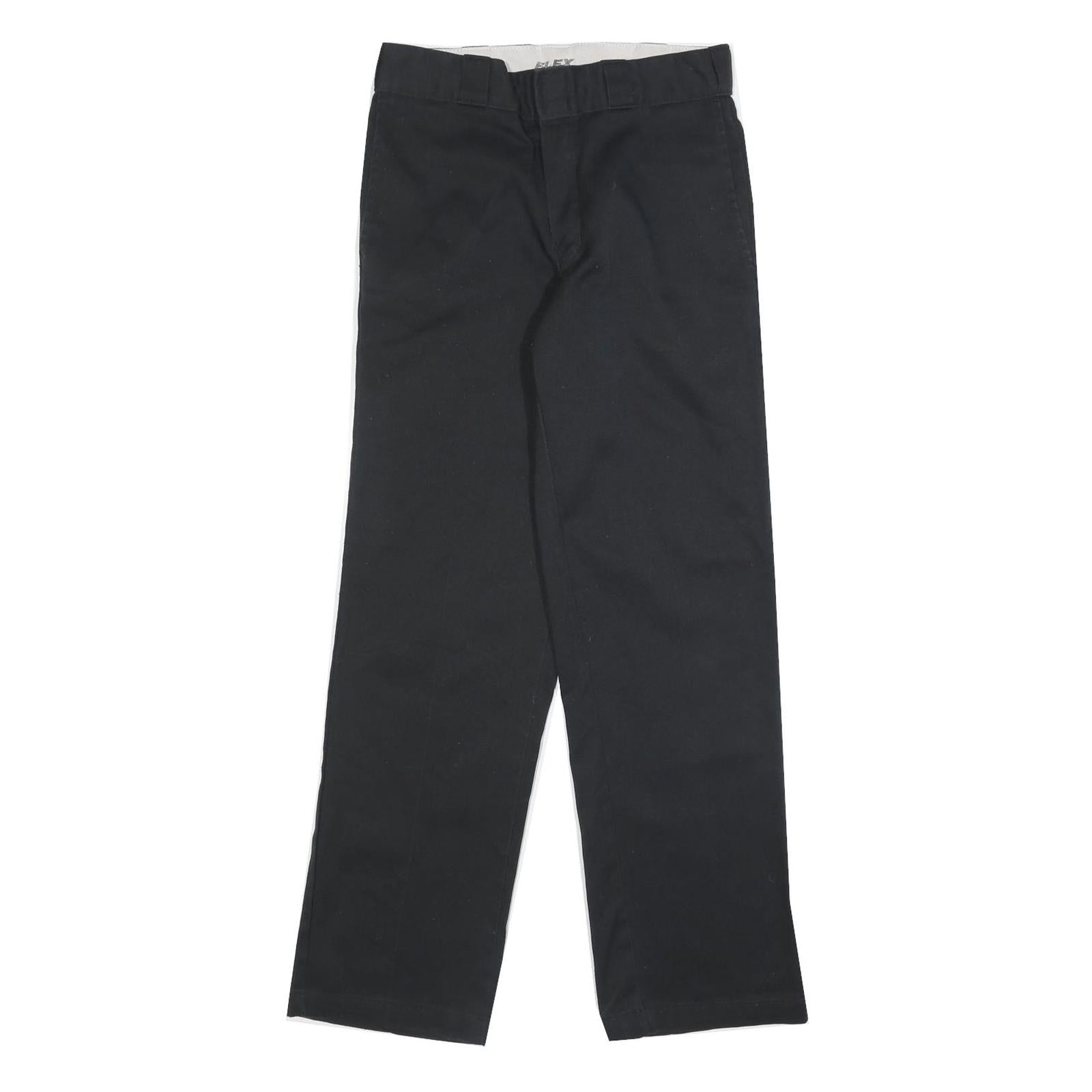 DICKIES Mens Cotton Blend Black Regular Fit Straight Leg Trousers W30 L32