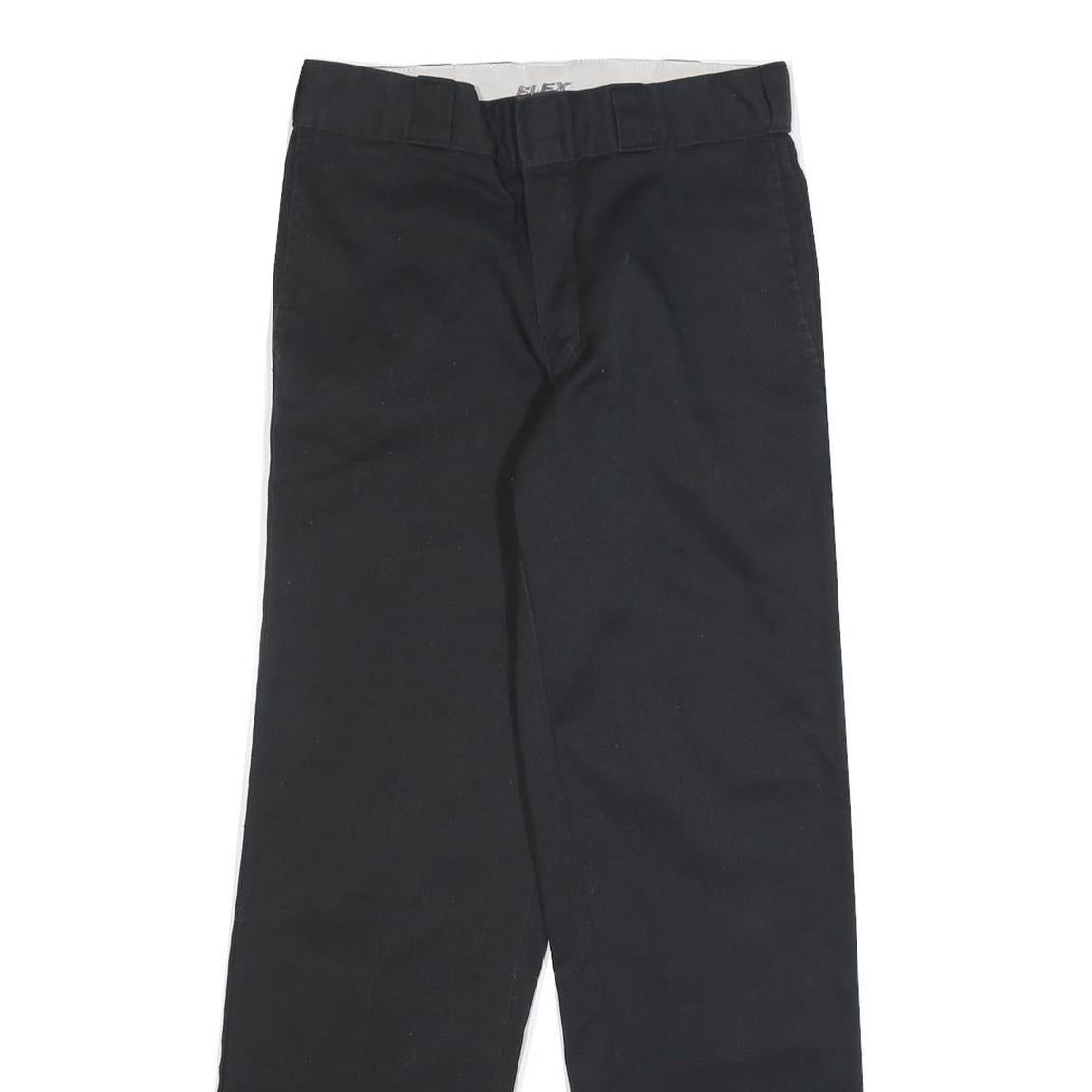 DICKIES Mens Cotton Blend Black Regular Fit Straight Leg Trousers W30 L32