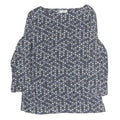 FRATELLI Womens Blue Printed Basic Long Sleeve Round Neck Top M Polyester