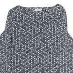 FRATELLI Womens Blue Printed Basic Long Sleeve Round Neck Top M Polyester