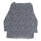 FRATELLI Womens Blue Printed Basic Long Sleeve Round Neck Top M Polyester