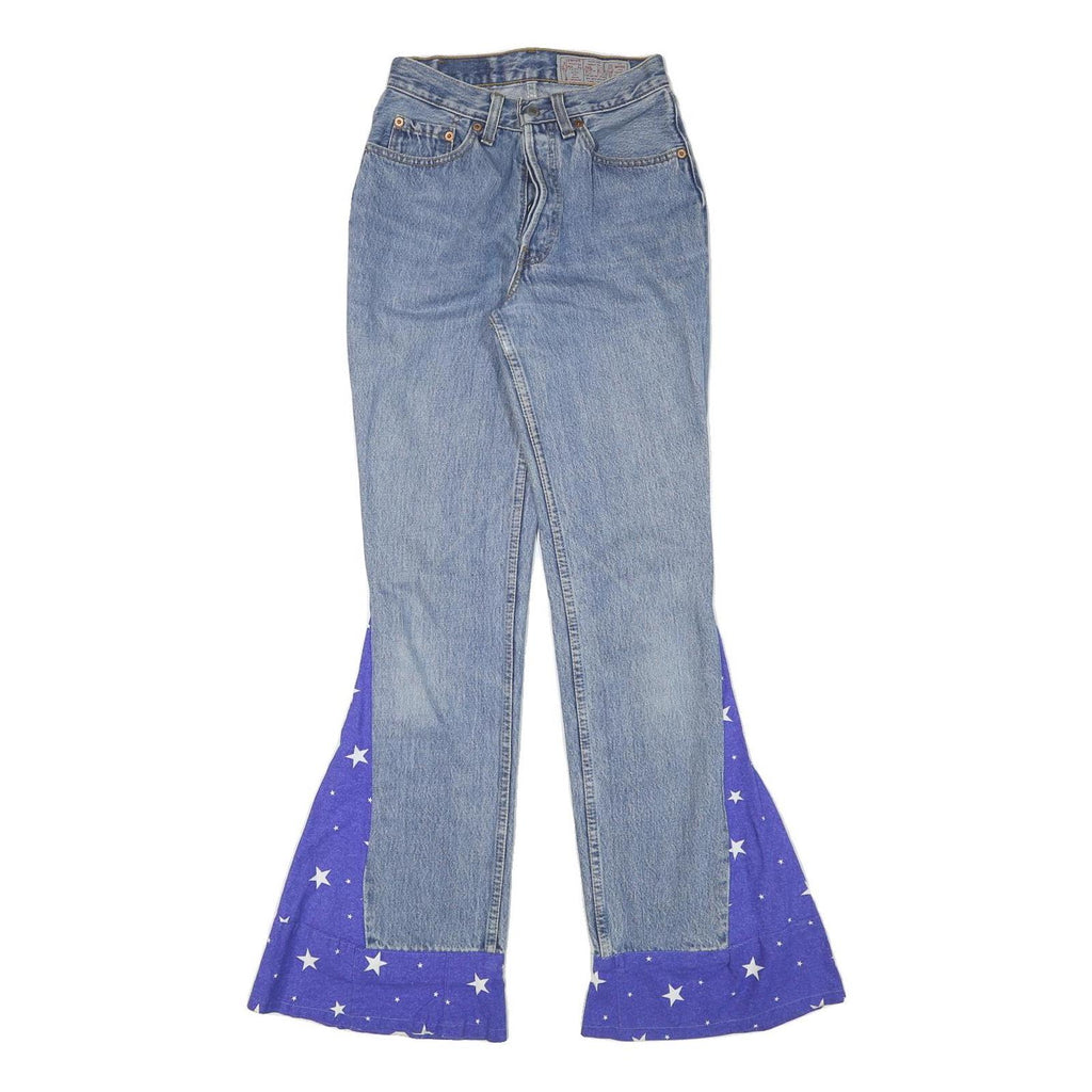 LEVI'S Womens Custom Jeans Blue Regular Flared Denim Medium W23 L32 Star Print
