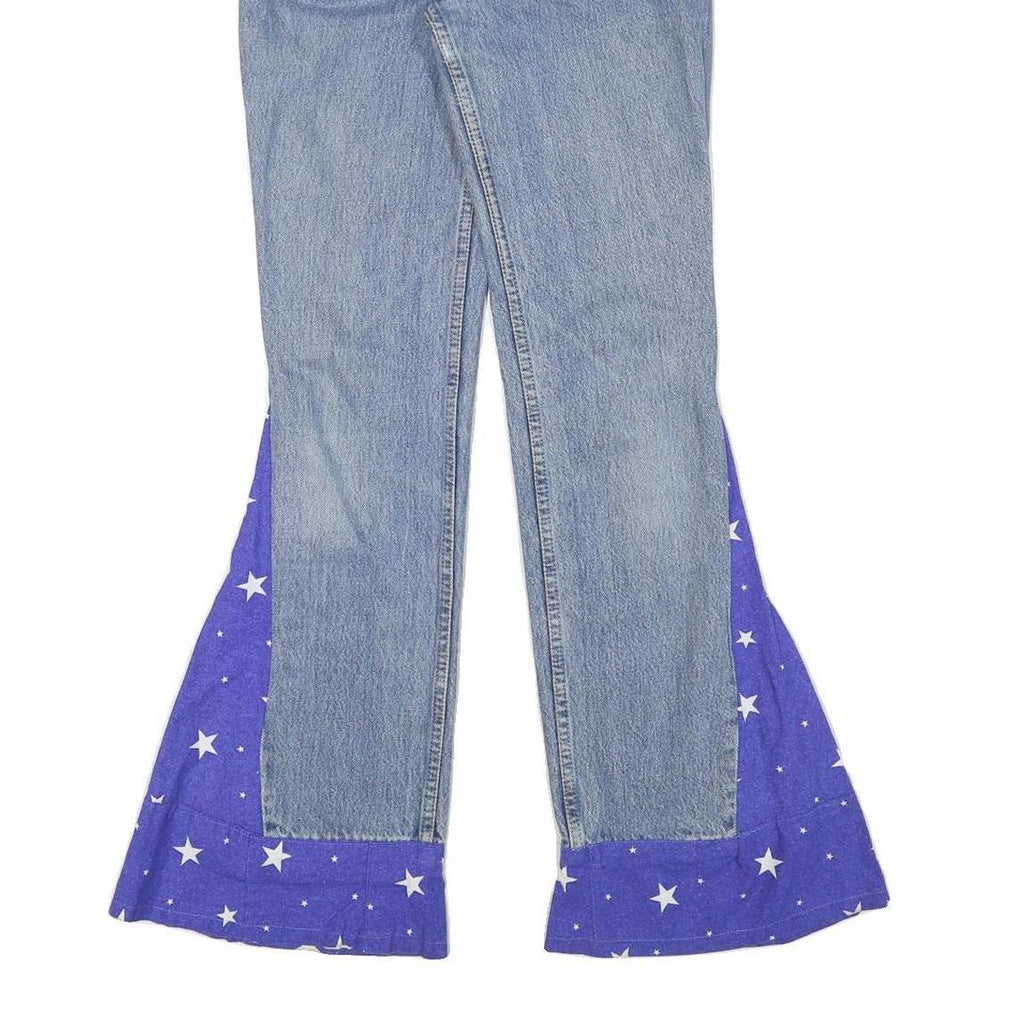 LEVI'S Womens Custom Jeans Blue Regular Flared Denim Medium W23 L32 Star Print