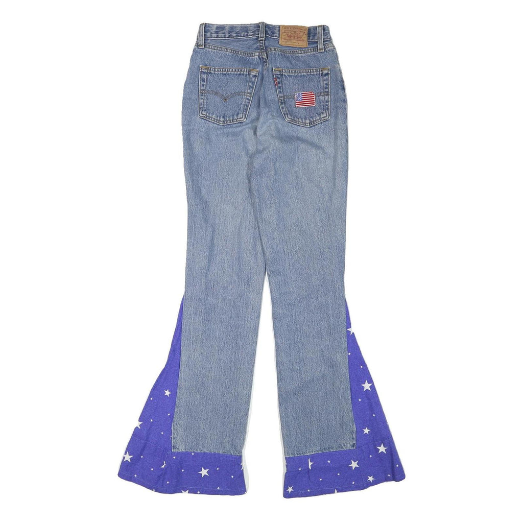 LEVI'S Womens Custom Jeans Blue Regular Flared Denim Medium W23 L32 Star Print