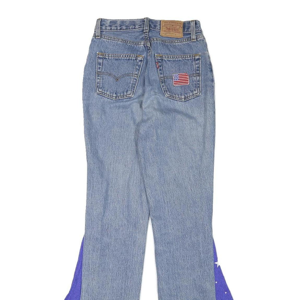 LEVI'S Womens Custom Jeans Blue Regular Flared Denim Medium W23 L32 Star Print