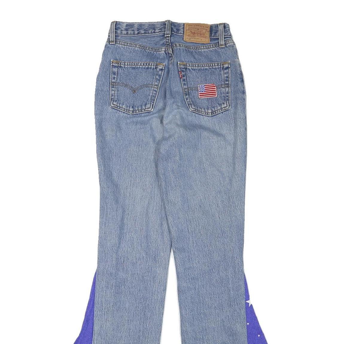 LEVI'S Womens Custom Jeans Blue Regular Flared Denim Medium W23 L32 Star Print