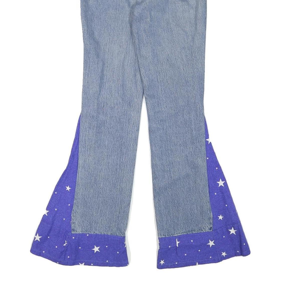 LEVI'S Womens Custom Jeans Blue Regular Flared Denim Medium W23 L32 Star Print