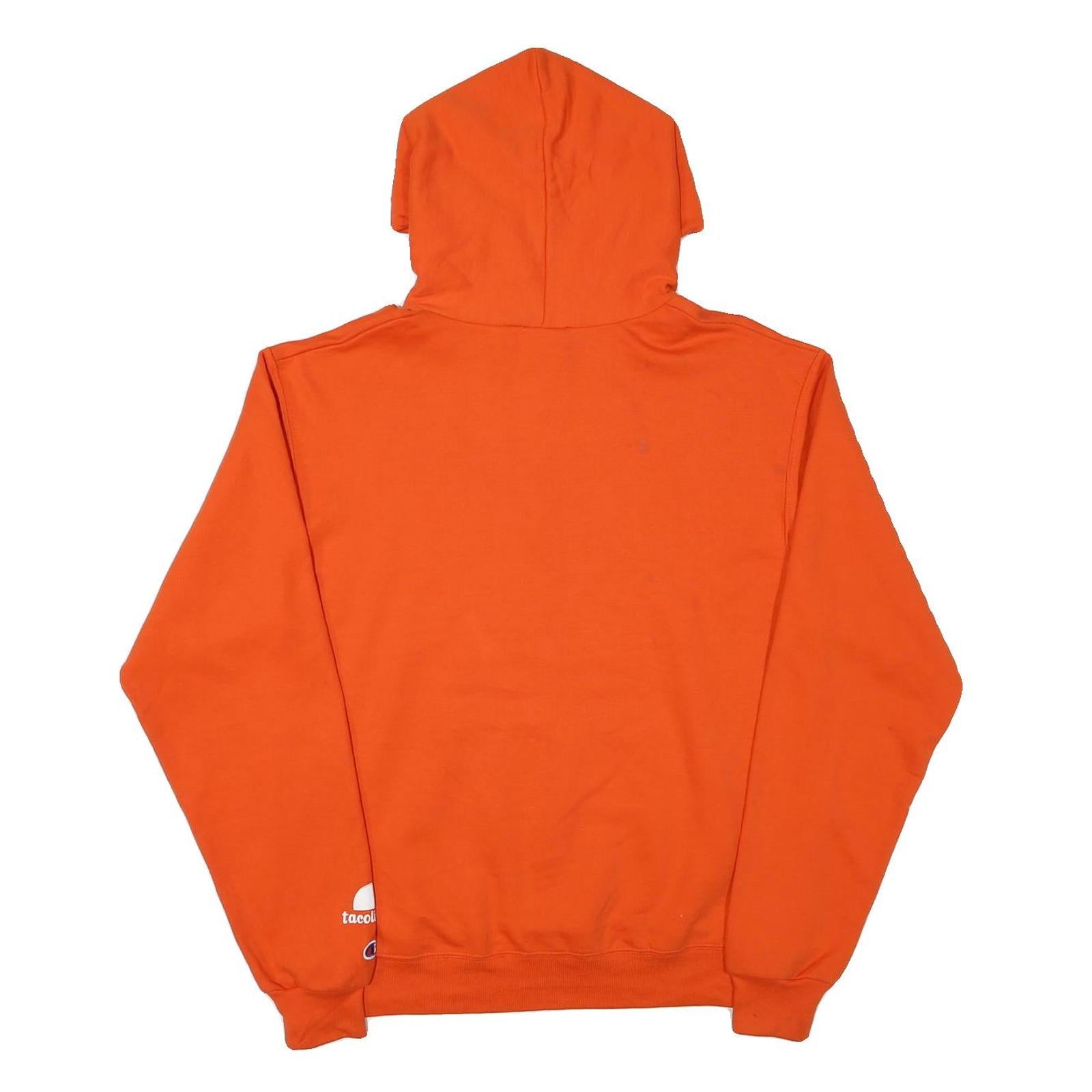 CHAMPION Mens Orange Pullover Hoodie M Cotton Blend Casual Drawstring Hood