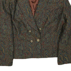 Womens Brown Paisley Button Jacket UK 22 Cotton Blend Classic Paisley Pattern