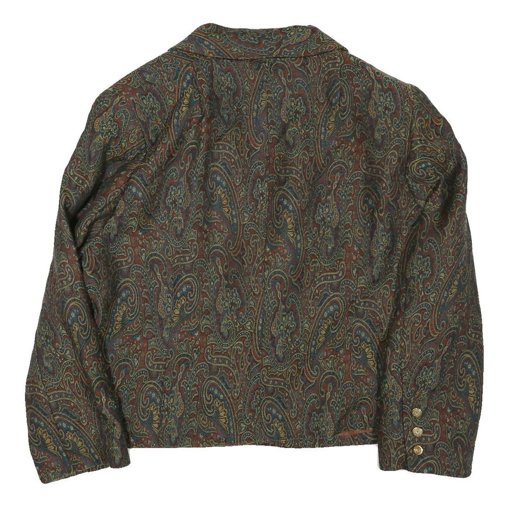 Womens Brown Paisley Button Jacket UK 22 Cotton Blend Classic Paisley Pattern