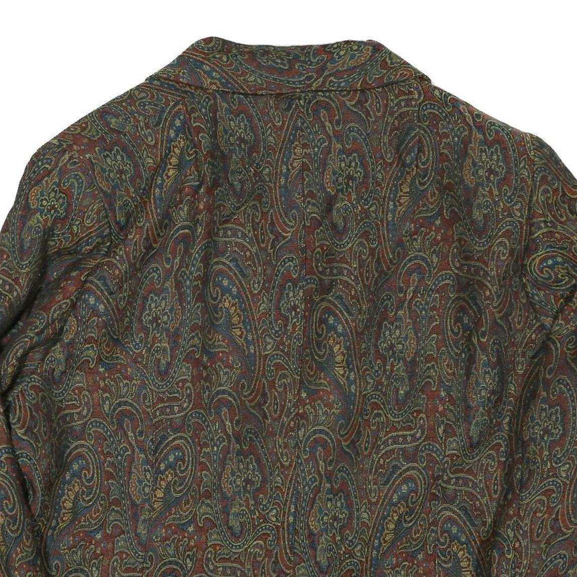 Womens Brown Paisley Button Jacket UK 22 Cotton Blend Classic Paisley Pattern
