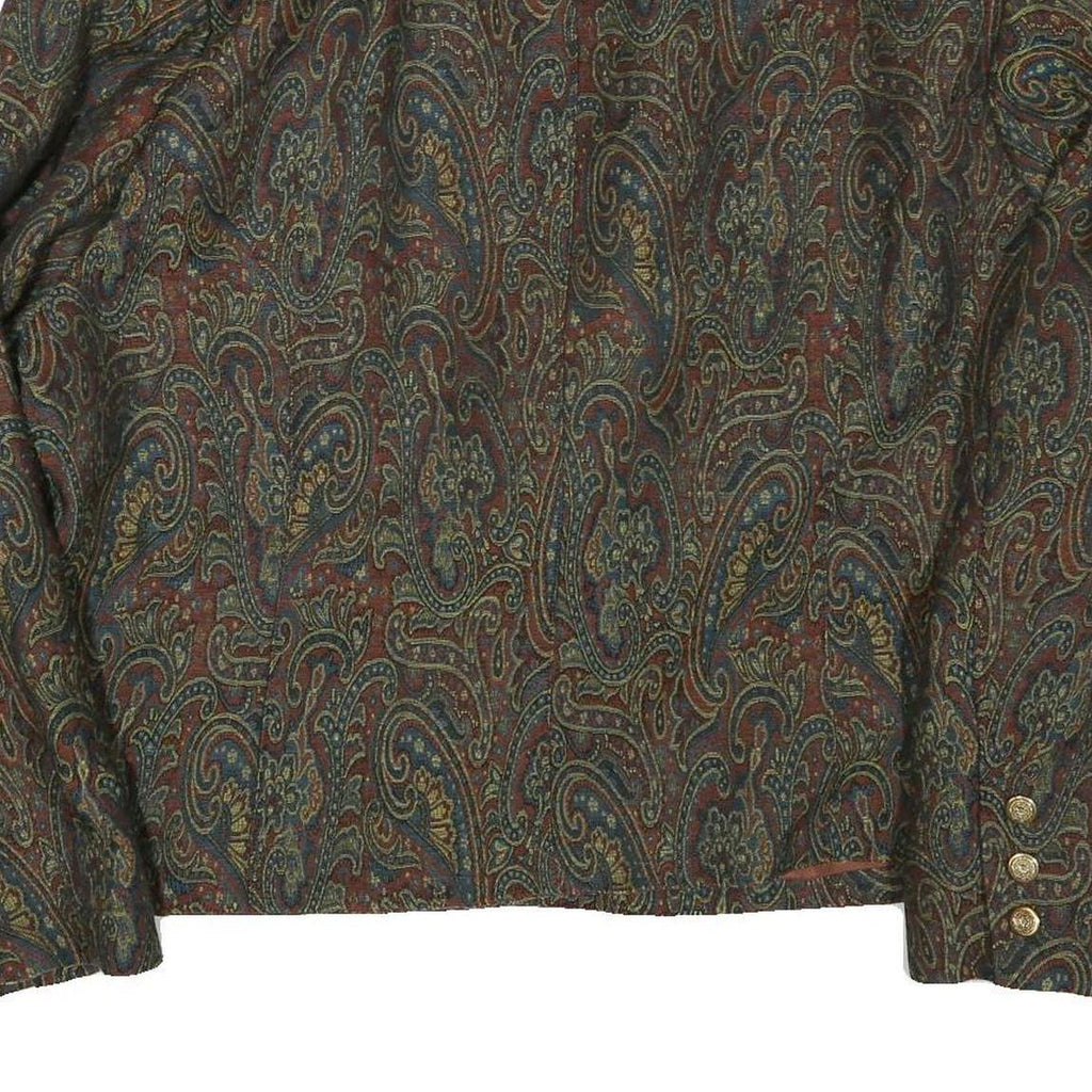 Womens Brown Paisley Button Jacket UK 22 Cotton Blend Classic Paisley Pattern