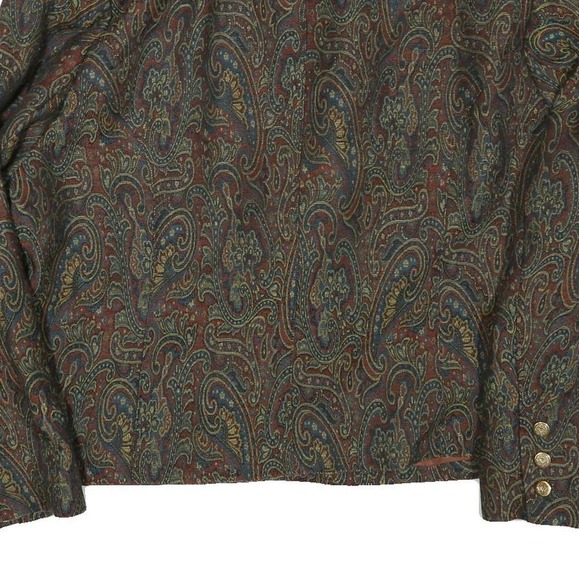 Womens Brown Paisley Button Jacket UK 22 Cotton Blend Classic Paisley Pattern