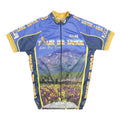 PACE Mens Blue Yellow Tour De Tahoe Cycling Jersey S Short Sleeve Zip Neck