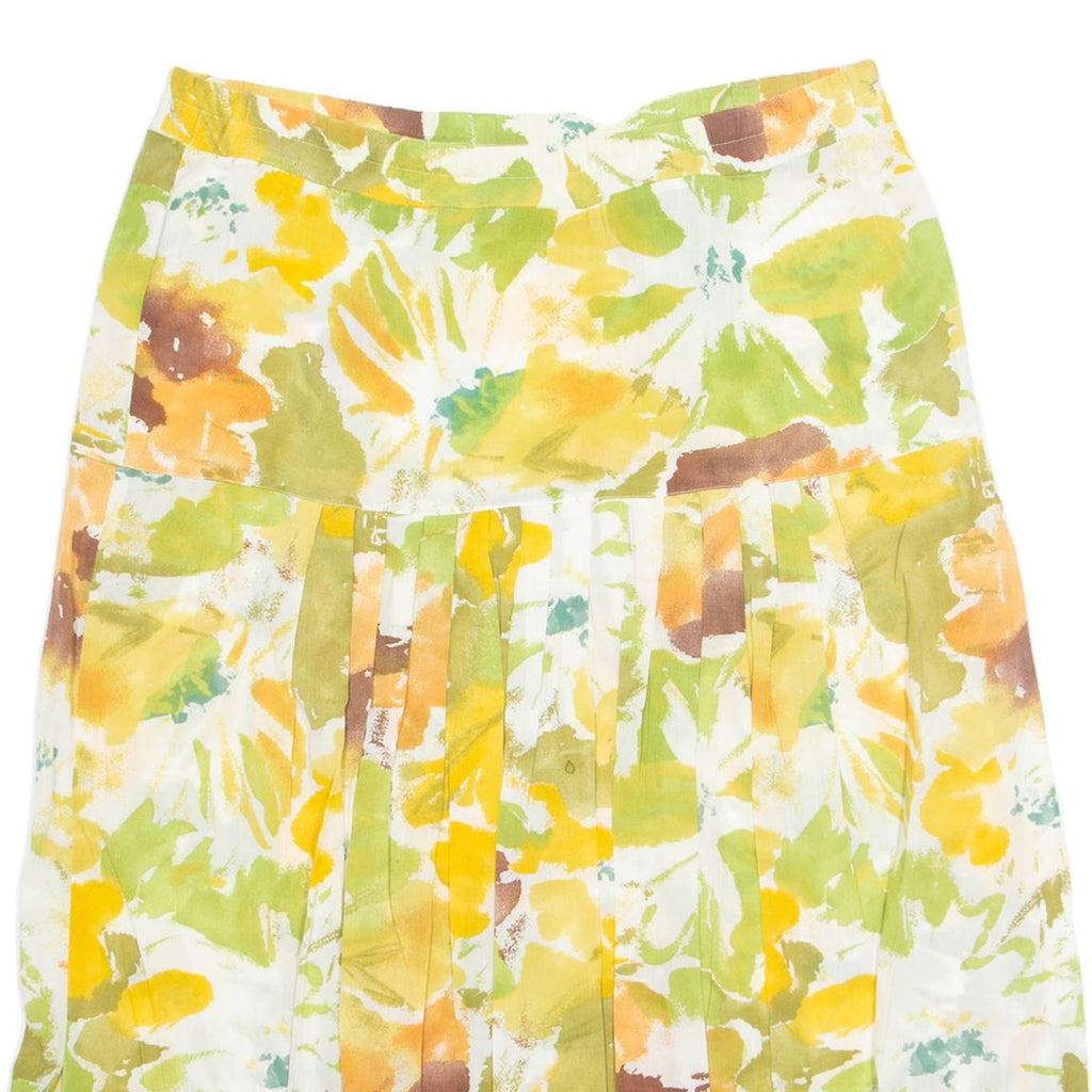Womens A-Line Skirt Yellow Knee Length Floral L