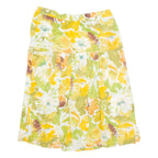 Womens A-Line Skirt Yellow Knee Length Floral L