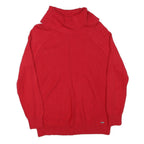 CALVIN KLEIN Mens Red Plain Pullover Roll Neck Basic Knit Jumper M Cotton Blend