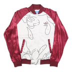 ADIDAS Womens Maroon & White Track Jacket UK 10 Polyester Blend Abstract Print