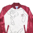 ADIDAS Womens Maroon & White Track Jacket UK 10 Polyester Blend Abstract Print