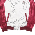 ADIDAS Womens Maroon & White Track Jacket UK 10 Polyester Blend Abstract Print