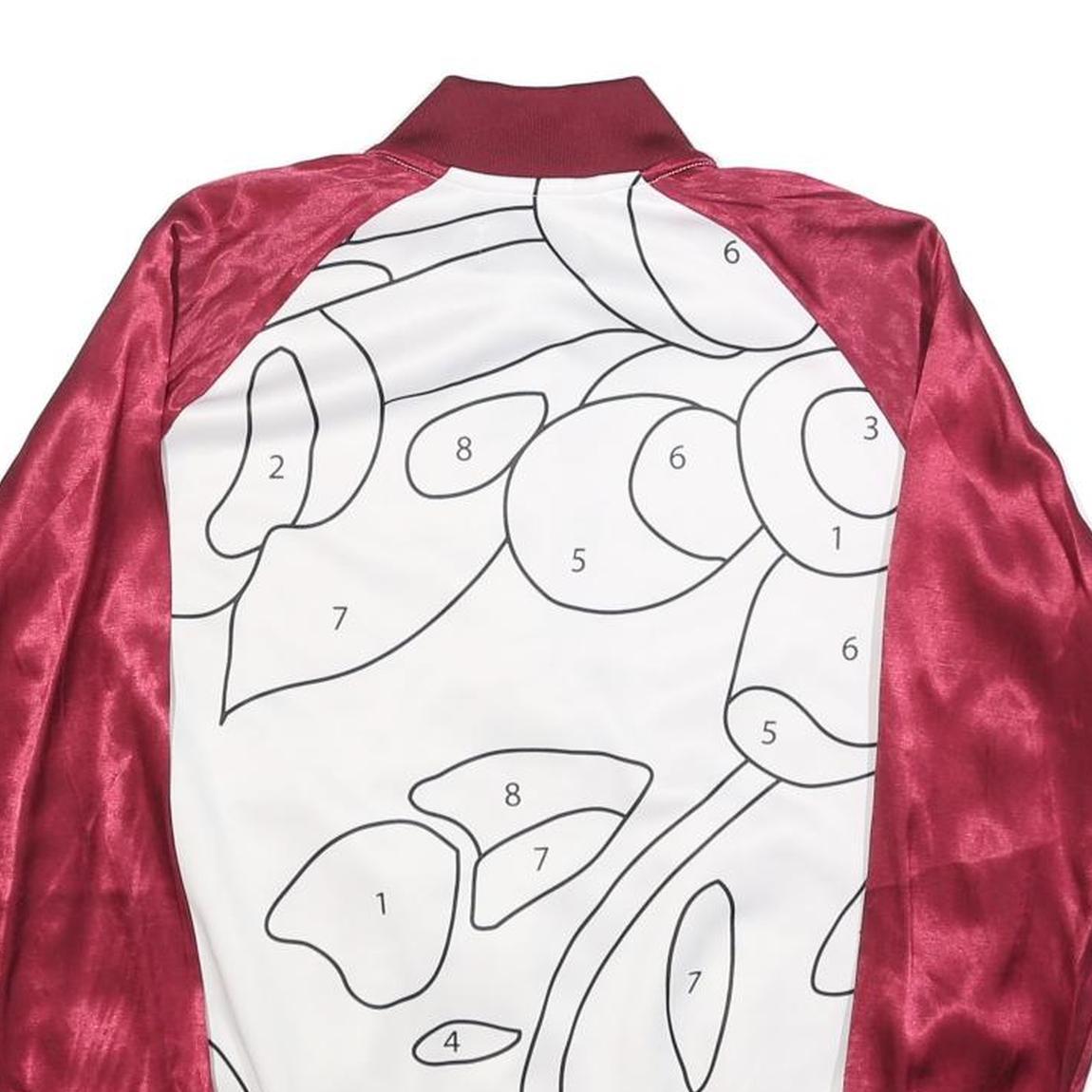 ADIDAS Womens Maroon & White Track Jacket UK 10 Polyester Blend Abstract Print