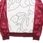 ADIDAS Womens Maroon & White Track Jacket UK 10 Polyester Blend Abstract Print