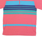 WINDRIDGE Mens Pink & Blue Striped Polo Shirt L Short Sleeve Crew Neck Casual