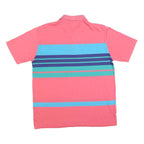 WINDRIDGE Mens Pink & Blue Striped Polo Shirt L Short Sleeve Crew Neck Casual