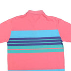 WINDRIDGE Mens Pink & Blue Striped Polo Shirt L Short Sleeve Crew Neck Casual