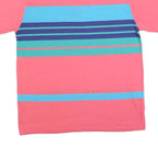 WINDRIDGE Mens Pink & Blue Striped Polo Shirt L Short Sleeve Crew Neck Casual